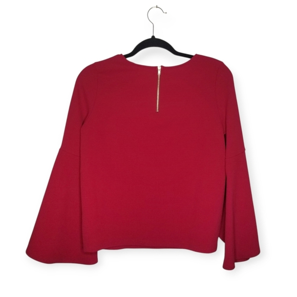 •SOLD• Red Boho Peasant Top Bell Sleeves Back Zipper Wmn's Size S - Picture 2 of 4